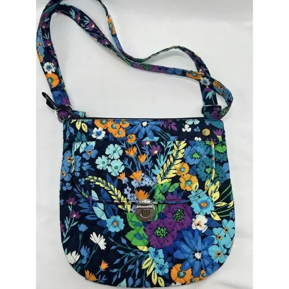 Rare Vera Bradley Floral Crossbody Purse with Front Clasp Back Pocket Zip - Picture 1 of 7